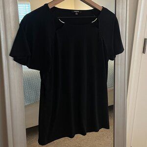 Premise Women's Black Cut Out Silver Toned Flutter Sleeve Top Blouse Size M